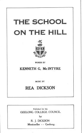 Cover 'School on the Hill' Music Score.